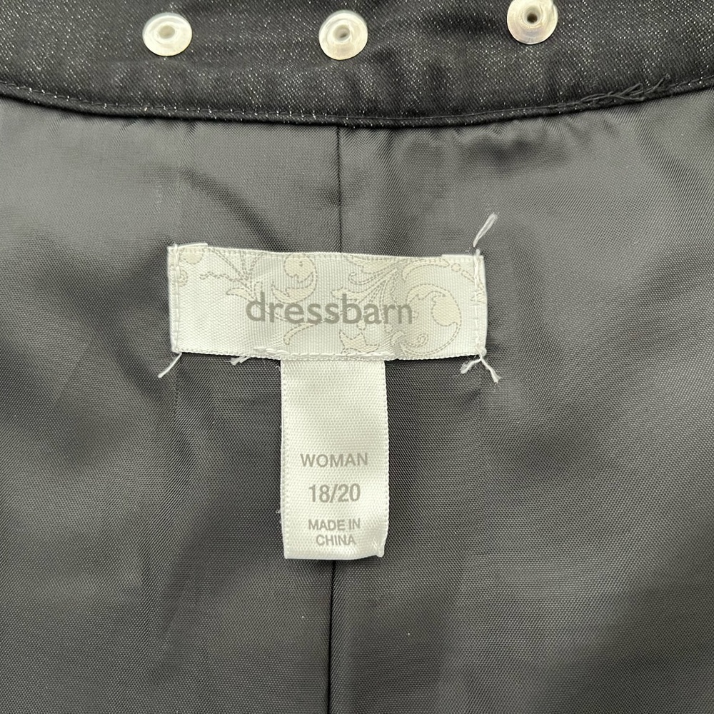 DRESSBARN Black Open Front Blazer Silver Studded Accents 3/4 Sleeves Size 18/20 - Picture 8 of 9